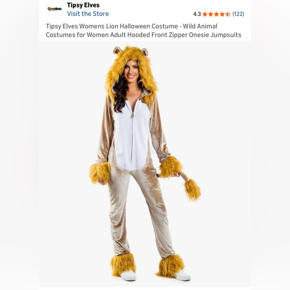 Tipsy Elves Brown and White Lion Costume